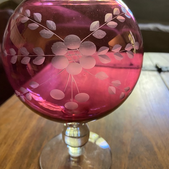 Accents Vintage Etched Glass Globe Vase Poshmark